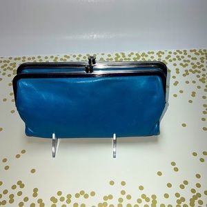 Hobo turquoise double clasp clutch wallet